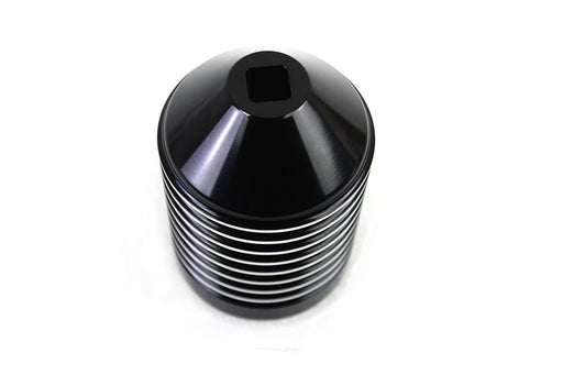 V-Twin Manufacturing Finned Black Anodized Oil Filter Kit with Raw Accents