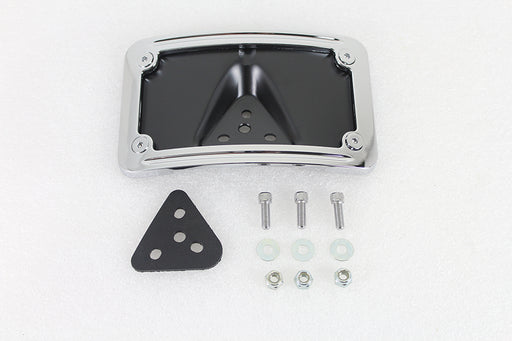 V-Twin Manufacturing License Plate Bracket Curved Laydown Style Chrome Billet