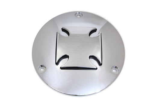 V-Twin Manufacturing Iron Cross Raised Primary Derby Cover Chrome Billet