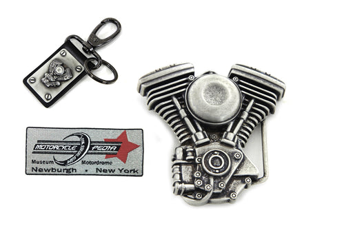 V-Twin Manufacturing V-Twin Mens Evolution Engine Buckle and Fob Set
