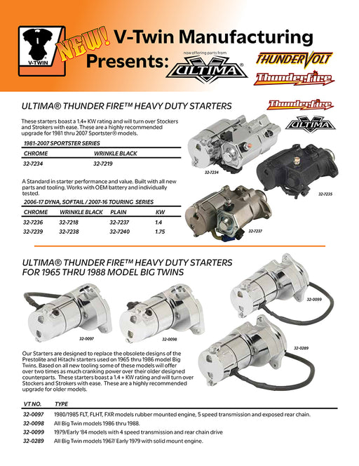 V-Twin Manufacturing V-Twin Parts for Thundervolt Thunderfire and Ultima Flyer