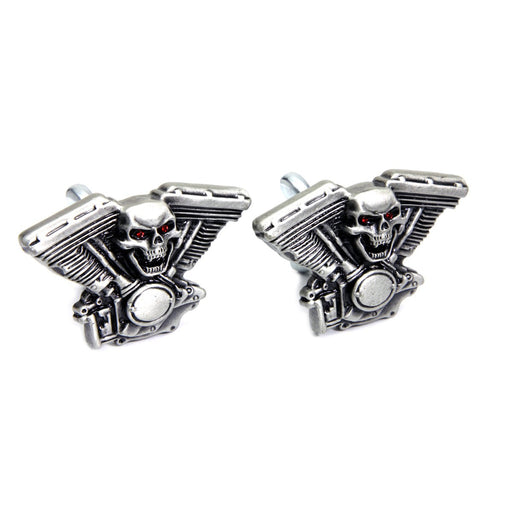 Skull on Panhead Engine License Plate Topper Set - V-Twin 48-1622