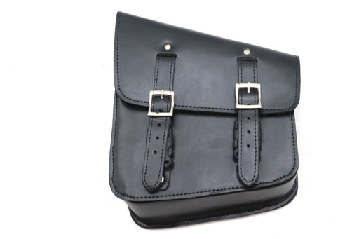 Ultima Black Leather Two Buckle Saddlebag Left Side