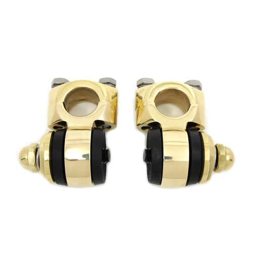 Polished Brass Flanders Riser Tops - V-Twin 49-0489