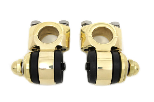 V-Twin Manufacturing Polished Brass Flanders Riser Tops