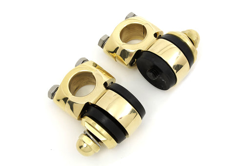 V-Twin Manufacturing Polished Brass Flanders Riser Tops - additional view 2