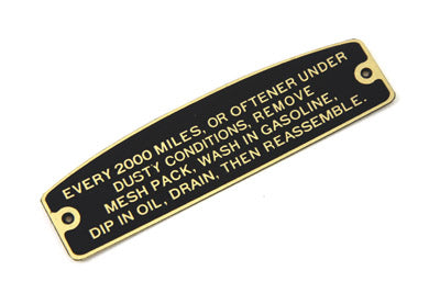 V-Twin Manufacturing Air Cleaner Instruction Tag - additional view 2