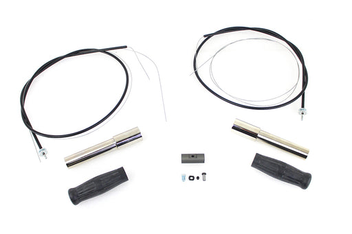 V-Twin Manufacturing Throttle and Spark Cable Spiral Kit Nickel Plated