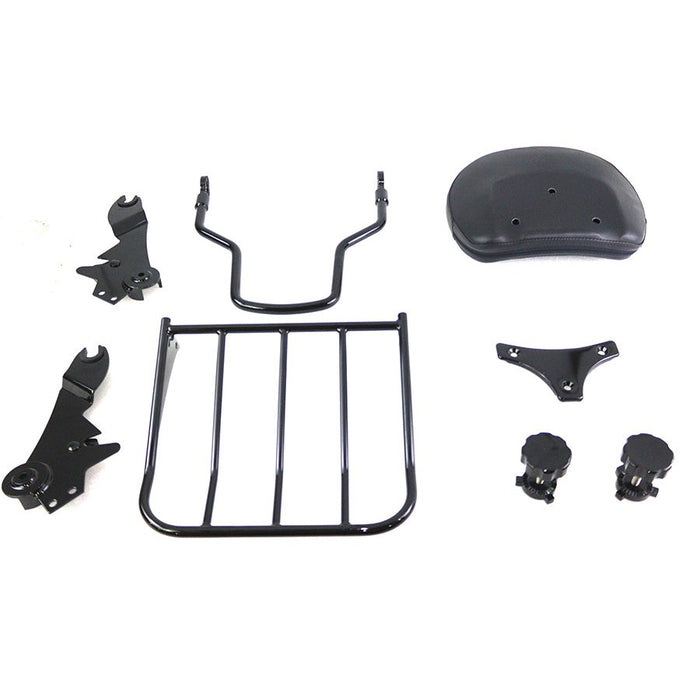 Gloss Black Sissy Bar and Rack - V-Twin 50-0023 - Big Twin 2009-2021