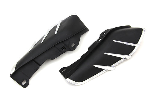 V-Twin Manufacturing Black Windshield Deflector Set with Chrome Trim