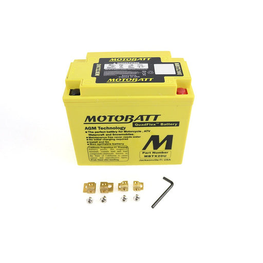 MotoBatt 12 Volt AGM Yellow Battery - Motobatt MBTX20U - OEM 65989-90A - Evolution 1991-1996