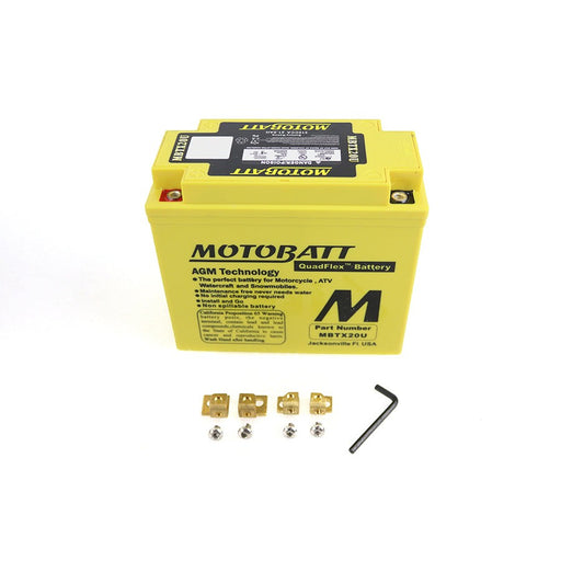 MotoBatt 12 Volt AGM Yellow Battery - Motobatt MBTX20U - OEM 65989-90A - Evolution 1991-1996