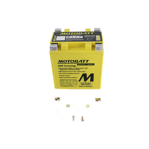 MotoBatt 12V AGM Yellow Battery - Motobatt MBTX30U - OEM 66010-97A - Evolution Touring 1997+