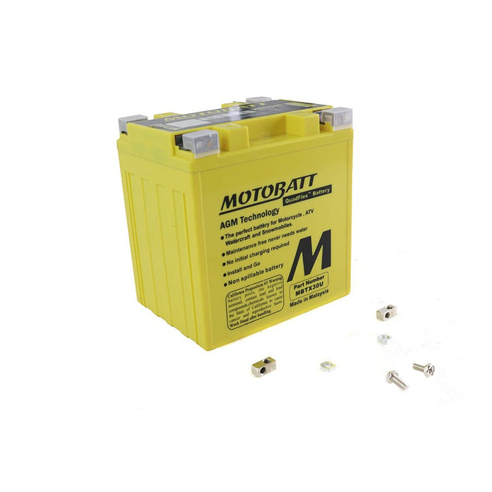 MotoBatt 12V AGM Yellow Battery - Motobatt MBTX30U - OEM 66010-97A - Evolution Touring 1997+