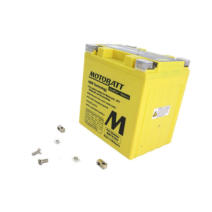 MotoBatt 12V AGM Yellow Battery - Motobatt MBTX30U - OEM 66010-97A - Evolution Touring 1997+