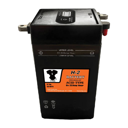 H-2 6 Volt 22 Amp Battery with Vent Tube - V-Twin 53-0915