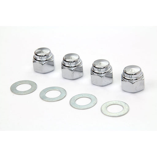 Rocker Shaft Chrome End Cap Type Nut with Washers - V-Twin 8400-8 - Ironhead 1957-1985