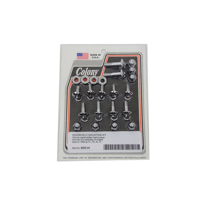 Windshield Mounting Screw Set Chrome - V-Twin 9200-33