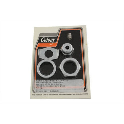 Chrome Rear Axle Nut and Lock Kit - V-Twin 9610-5