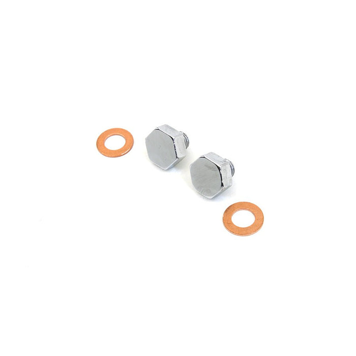 Chrome Fork Slider Drain Screws - V-Twin 9907-4 - OEM 46201-52 - Sportster 1952-1972