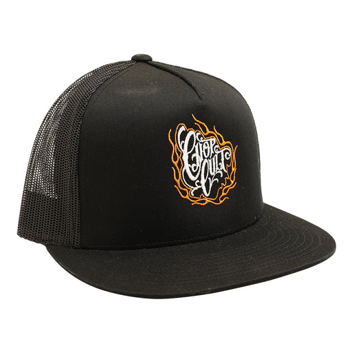 ChopCult flame script embroidered trucker hat