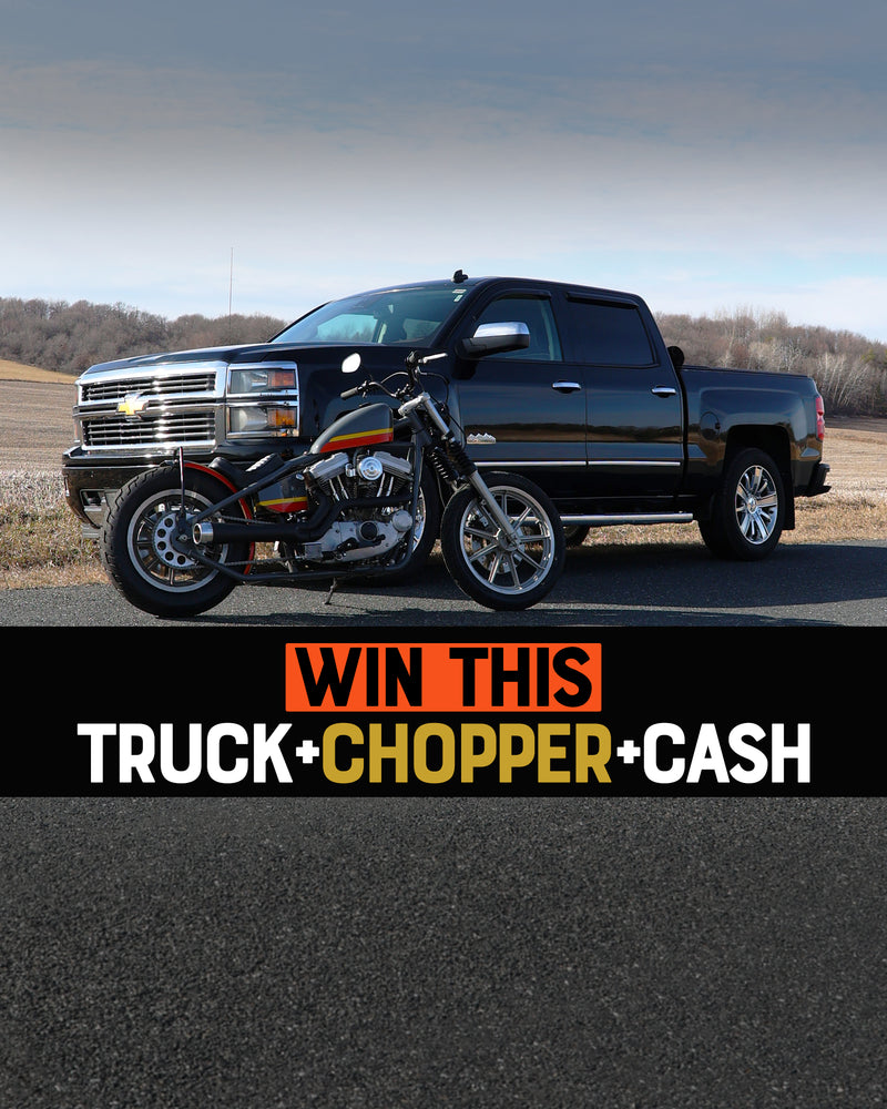 Win a truck custom motorcycle and cash in a field