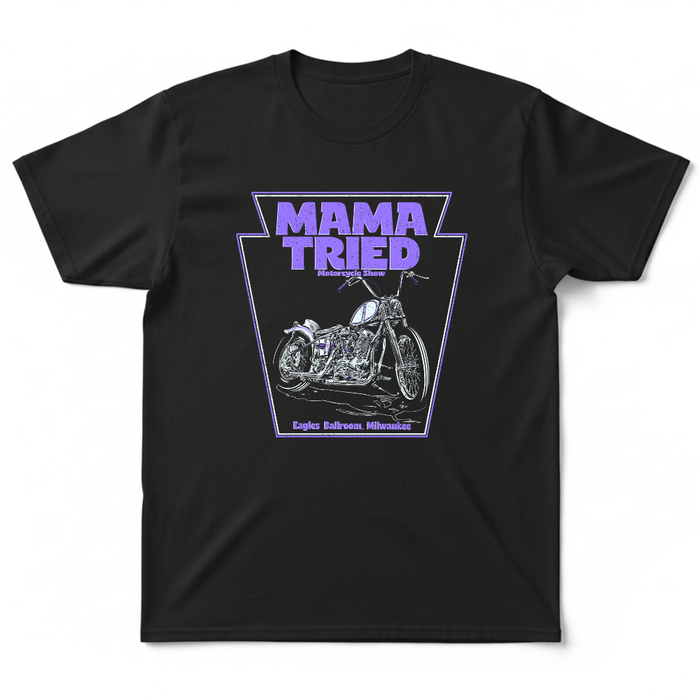 The Mama Tried Motorcycle show held annually in Milwaukee, Wisconsin is staple of the custom motorcycle industry. Being fellow wisconsinites, We're proud to sell their Mama Tried Show Merch on Throttle Addiction.