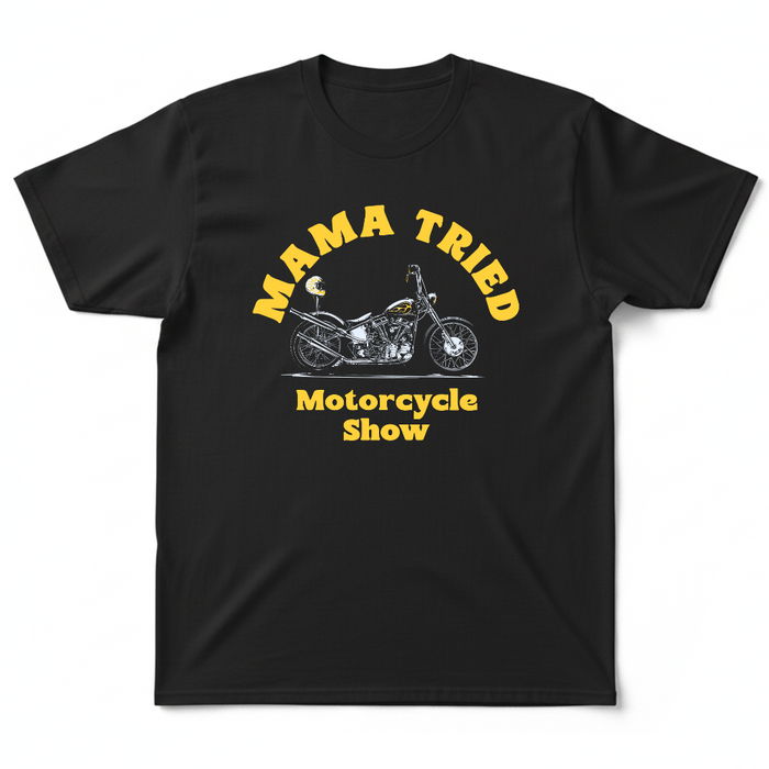 The Mama Tried Motorcycle show held annually in Milwaukee, Wisconsin is staple of the custom motorcycle industry. Being fellow wisconsinites, We're proud to sell their Mama Tried Show Merch on Throttle Addiction.