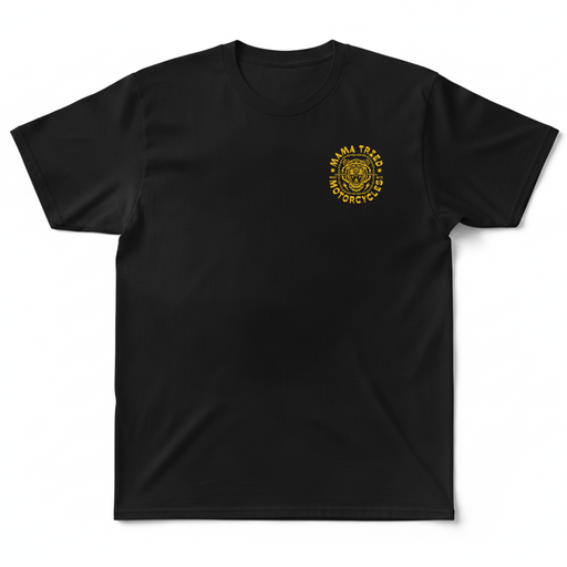 The Mama Tried Motorcycle show held annually in Milwaukee, Wisconsin is staple of the custom motorcycle industry. Being fellow wisconsinites, We're proud to sell their Mama Tried Show Merch on Chop Cult.

Mama Tried Tiger Chains T-Shirt - Black

Screen Printed in Eau Claire, Wisconsin. Black T-shirt, 100% cotton.