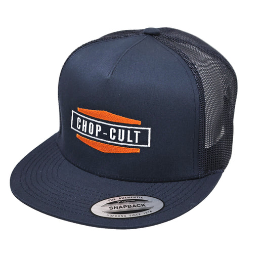 ChopCult's '66 Logo embroidered on a blue Yupoong Classics 5 panel snap back.

Embroidered in the USA