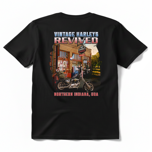 Vintage Harleys Revived Tee – Old School’s Garage

Featuring a full-back print, this design throws it back to the days when service stations were sacred ground.

Printed in Eau Claire, Wisconsin on a comfortable, durable black tee.

Details:

Full-color back print: Old School’s Garage shopfront + Ironhead

Old School's Garage chest print