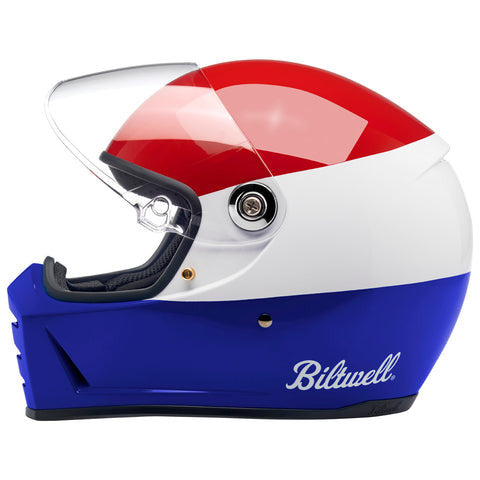 Biltwell - Lane Splitter Gloss Red/White/Blue  Helmet
