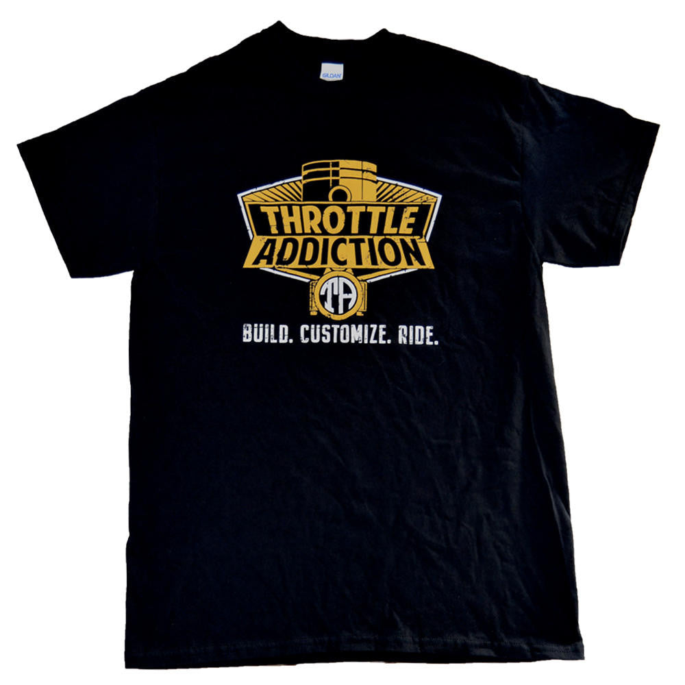Throttle Addiction Piston Logo w/Tagline TShirt Black ChopCult