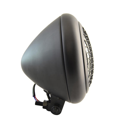 Custom Motorcycle Headlight With Mesh Grille - 7" diameter -  Matte Black